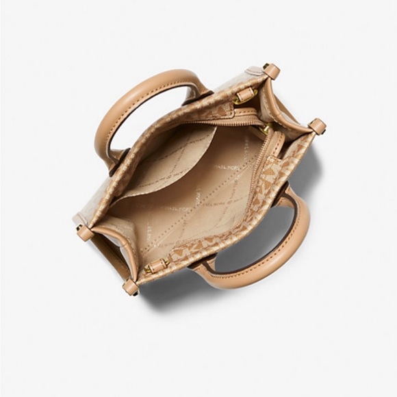 Michael Kors Mirella Extra-Small Ombré Logo Crossbody XBODY ShopperBag Camel NWT - Picture 14 of 16